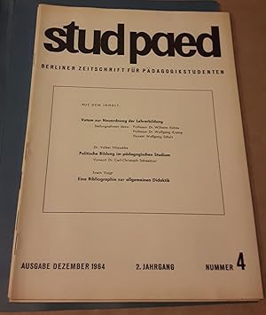 stud paed - Berliner Zeitschrift für Pädagogikstudenten - Ausgabe Dezember 1964 - 2. Jahrgang Num...