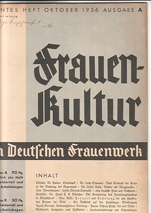 Frauenkultur [Frauen-Kultur] im Deutschen Frauenwerk. Themen: Lebensgestaltung, Erziehung, Körper...