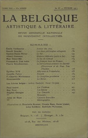 Seller image for LA BELGIQUE ARTISTIQUE ET LITTERAIRE. TOME XXII. FEVRIER 1911. EMILE VERHAEREN (ET AUTRES). for sale by BOOKSELLER  -  ERIK TONEN  BOOKS