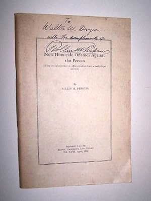 Imagen del vendedor de Non-Homicide Offenses Against the Person (with Special Reference to Offenses which have a Medicolegal Interest) a la venta por Antiquarian Bookshop