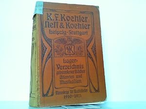 Lager-Verzeichnis gebundener Bücher, Atlanten und Musikalien Oktober 1910. Manuskript für Buchhän...