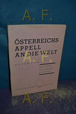 Bild des Verkufers fr sterreichs Appell an die Welt zum Verkauf von Antiquarische Fundgrube e.U.