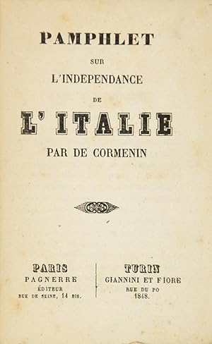 Pamphlet sur l'independance de l'Italie par De Cormenin