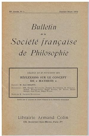 Réflexions sur le concept de "mathesis". Séance du 27 novembre 1971, Bulletin de la Société franç...