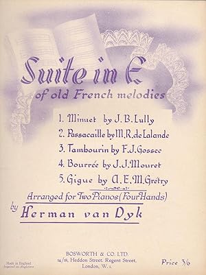 Bild des Verkufers fr Suite in E of old French melodies arranged for Two Pianos (Four Hands) zum Verkauf von Versandantiquariat Karin Dykes