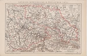 Bild des Verkufers fr Orig. Holzstich Deutschland - Sachsen: Sachsen [Knigreich]. II. stlicher Teil. 1:560 000. zum Verkauf von Allguer Online Antiquariat