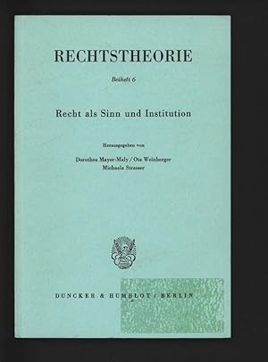 Imagen del vendedor de Recht als Sinn und Institution. a la venta por Antiquariat Bookfarm