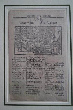 Convivium. Die Wahlzeit. Original Holzschnitt um 1800 Jh.