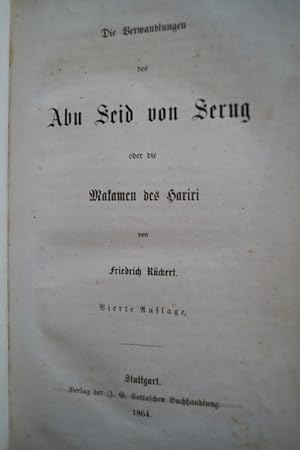 Image du vendeur pour Die Verwandlungen des Abu Seid von Serug oder die Makamen des Hariri. 4. Auflage. mis en vente par Treptower Buecherkabinett Inh. Schultz Volha