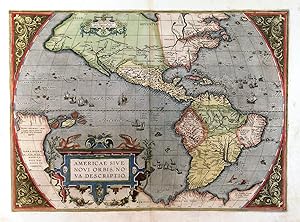 AMERICAE SIVE NOVI ORBIS, NOVA DESCRIPTIO . Map of the Western Hemisphere with North and South Am...