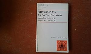 Immagine del venditore per Lettres indites du baron d'Eckstein - Socit et Littrature  Paris en 1838-1840 venduto da Librairie de la Garenne