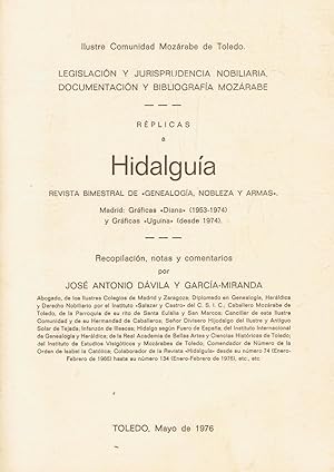 Seller image for RPLICAS A HIDALGUA for sale by Librera Torren de Rueda