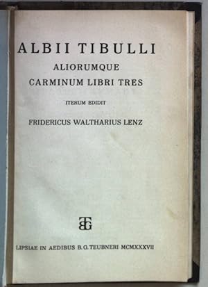 Bild des Verkufers fr Albi Tibulli Aliorumque Carminum libri tres. zum Verkauf von books4less (Versandantiquariat Petra Gros GmbH & Co. KG)