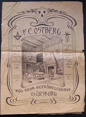 Werbeprospekt der Kgl. bayr. Hofmöbelfabrik, Würzburg, F. C. Ostberg, ca. 1885.