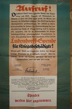 Plakat. Aufruf.Ludendorff-Spende für Kriegsgeschädigte.