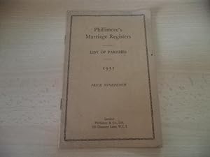 Phillimore's Marriage Registers: List of Parishes 1935