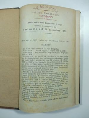 Testo unico delle disposizioni di legge emanate in conseguenza del terremoto del 28 dicembre 1908