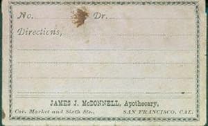 James J. McDonnell, Apothecary, Corner Market & Sixth Sts., San Francisco, Cal.