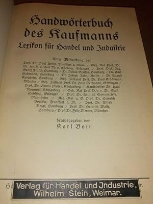 Handwörterbuch des Kaufmanns - Lexikon für Handel und Industrie - 2 Bände - 2 Bücher Erster Band:...