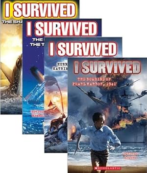 Seller image for I Survived #1: I Survived the Sinking of the Titanic, 1912; I Survived #2: I Survived the Shark Attacks of 1916; I Survived #3: I Survived Hurricane Katrina, 2005; I Survived #4: I Survived the Bombing of Pearl Harbor, 1941 (4 Book Set) (I Survived Series Set, Books 1-4) [Paperback] Lauren Tarshis for sale by Lakeside Books