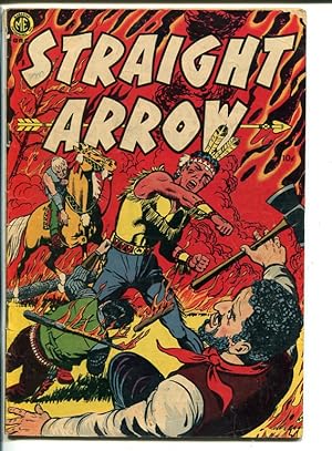 STRAIGHT ARROW-#8-1950-FLAMING INDIAN FIGHT COVER-POWELL AND GUARDINEER ART-vg