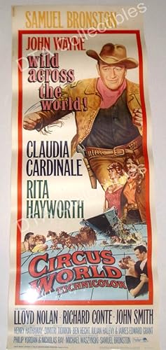 CIRCUS WORLD-JOHN WAYNE-1964-RARE INSERT POSTER FN