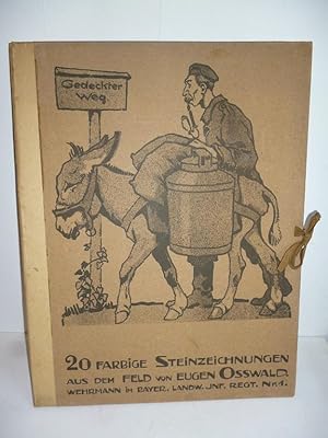 20 farbige Steinzeichnungen aus dem Feld von Eugen Osswald Wehrmann im Bayer. Landw. Inf. Regt. Nr.1