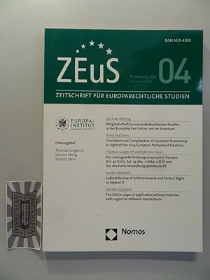 Immagine del venditore per Zeus - Zeitschrift fr europarechtliche Studien : 17. Jahrgang 2014 - Heft 4. venduto da Druckwaren Antiquariat