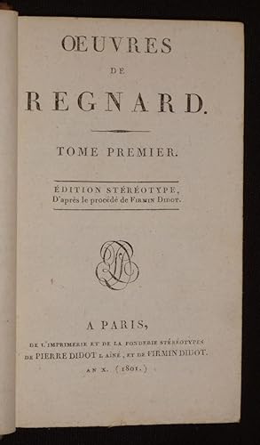 Image du vendeur pour Oeuvres de Regnard (Tome 1) mis en vente par Abraxas-libris