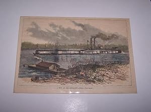 A Tow on the Mississippi [From a Photograph] [ Hand-colored wood engraving ]