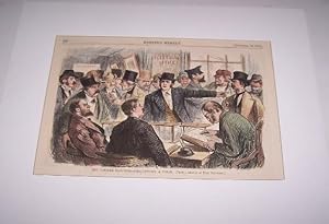 The October Elections - Challenging a Voter [From a Sketch by Paul Frenzeny.] [ Hand-colored wood...