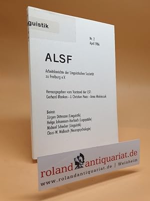 Bild des Verkufers fr ALSF, Arbeitsberichte der Linguistischen Soziett zu Freiburg e.V. zum Verkauf von Roland Antiquariat UG haftungsbeschrnkt