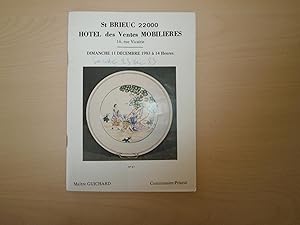 Imagen del vendedor de ST BRIEUC 22000 HOTEL DES VENTES MOBILIERES DIMANCHE 11 DECEMBRE 1983 A 14 HEURES a la venta por Le temps retrouv