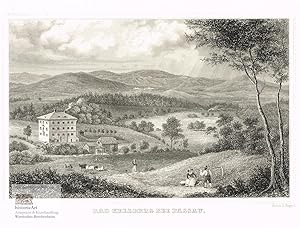 Bild des Verkufers fr Bad Kellberg bei Passau. Malerische Ansicht von Bad Kellberg mit Bauern und Viehherde. Stahlstich von und nach Poppel um 1840 zum Verkauf von historicArt Antiquariat & Kunsthandlung