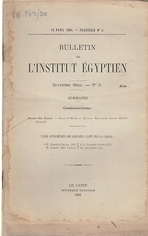 Seller image for Bulletin de l'institut gyptien. Quatrime srie. N5. for sale by PRISCA