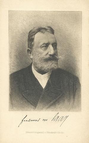 Saar, Ferdinand von: Halbporträt. Radierung von Johann Lindner, München 1897, mit faksimilierter ...