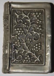 [Faux Book] Small Pewter Box with Chased Medieval Revival Floral Decoration