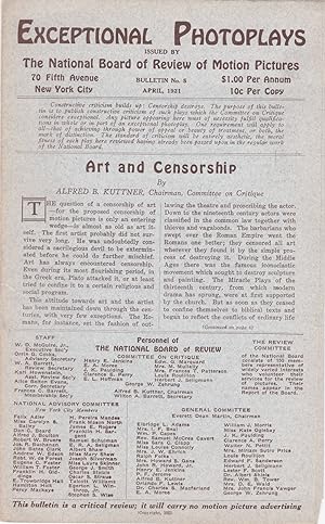 EXCEPTIONAL PHOTOPLAYS. Bulletin No. 5. April, 1921.