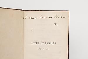 Image du vendeur pour Actes et paroles 1870 - 1871 - 1872 mis en vente par Librairie Le Feu Follet