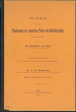 Bild des Verkufers fr Die Lehren von den Funktionen der einzelnen Theile des Ohrlabyrinths. Aus dem Russischen bersetzt, fr die deutsche Ausgabe bearbeitet und herausgegeben von Dr. C. von Krzywicki. zum Verkauf von Antiquariat Thomas Mertens