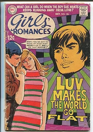 Imagen del vendedor de Girls' Romances #136 1968-DC-hippie cover and story-G a la venta por DTA Collectibles