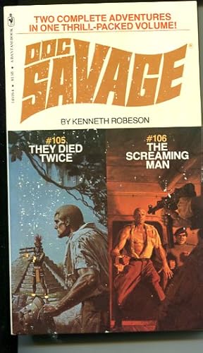 DOC SAVAGE-THEY DIED TWICE & SCREAMING MAN-ROBESON-LARKIN COVER-1ST E VG/FN