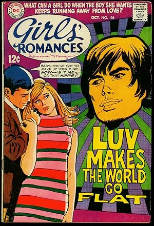 Imagen del vendedor de Girls' Romances #136 1968- Hippie Love cover- DC Silver Age VG/FN a la venta por DTA Collectibles