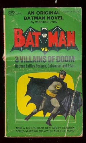 BATMAN vs. 3 VILLAINS OF DOOM PAPERBACK- 1966-ADAM WEST-good G