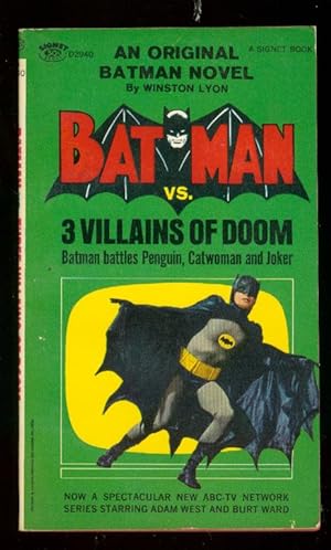 BATMAN vs. 3 WILLAINS OF DOOM PAPERBACK- 1966-ADAM WEST-very fine VF