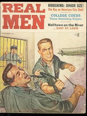 REAL MEN-PULP-NOV 1956-CANNIBALISM-VANISHING CO-EDS VG