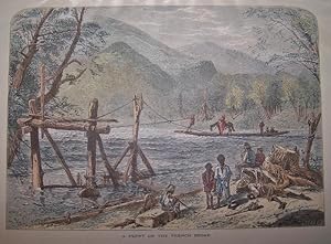 A Ferry on the French Broad [ Hand-colored wood engraving ]