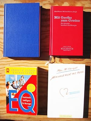 Seller image for Vier Bcher: 1. Alle Wege fhren zum Menschen: Mit humanem Management zu dauerhaftem Erfolg (ohne Schutzumschlag) ; 2. Mit Goethe zum Gewinn. Ein Literatur- Lesebuch fr Manager ; 3. EQ emotionale Intelligenz fr Manager ; 4. Management mit Herz for sale by Versandantiquariat Manuel Weiner