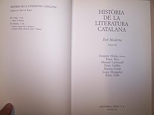 Imagen del vendedor de HISTRIA DE LA LITERATURA CATALANA. PART MODERNA: VOL. 9 a la venta por Costa LLibreter