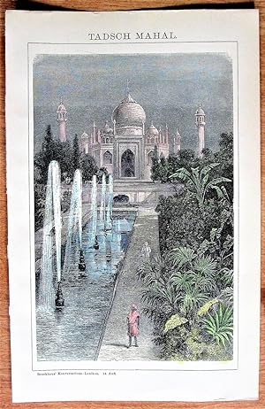 Antique Chromolithograph. The Taj Maha l